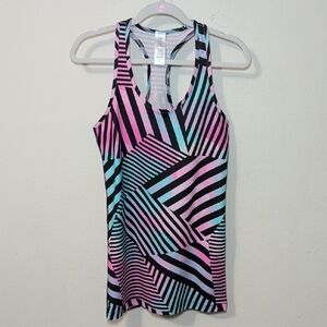 Ivivva Lululemon Seeker Stripe Racerback Tank Pink Blue Black Girls Size 10